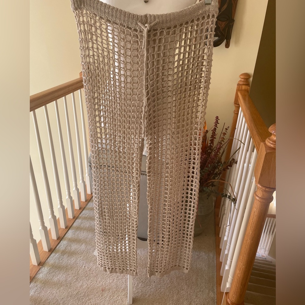 Khaki Crochet Knit Cover Up -NWT